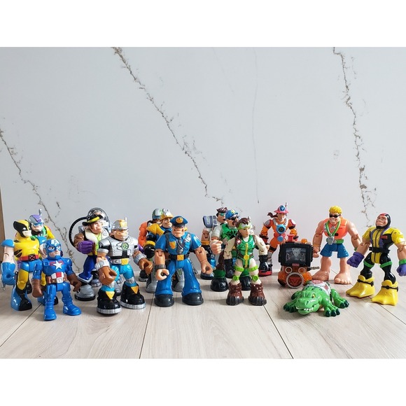 Fisher-Price Other - Fisher Price Rescue Heroes Action Figures Lot 16 Vtg Playskool Wildlife Marvel